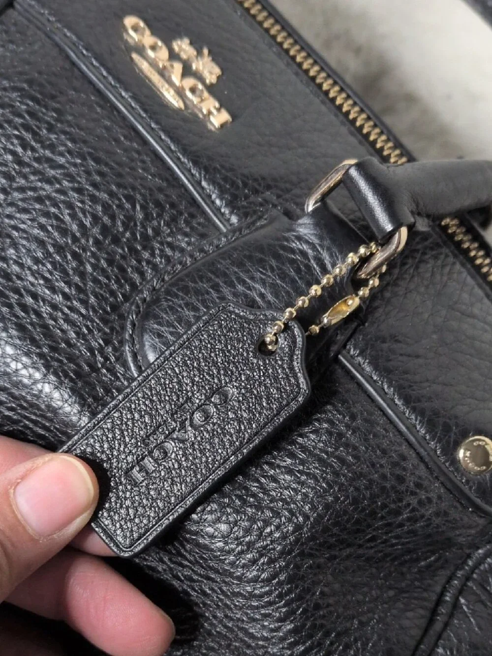 Coach Black Pebbled Leather Bennet Satchel Bag